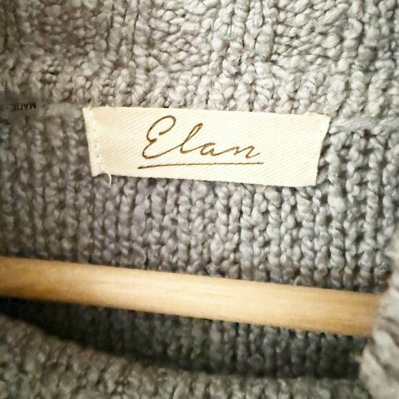 ELAN | Mock Neck Oversized Sweater Poncho Knit Gray Turtleneck Cotton Blend | OS - Picture 3 of 8